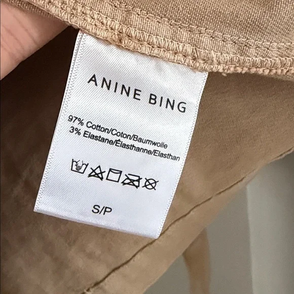 Anine Bing Army Jacket Sand Military Utility Jacket Cotton Twill Neutral Size S
